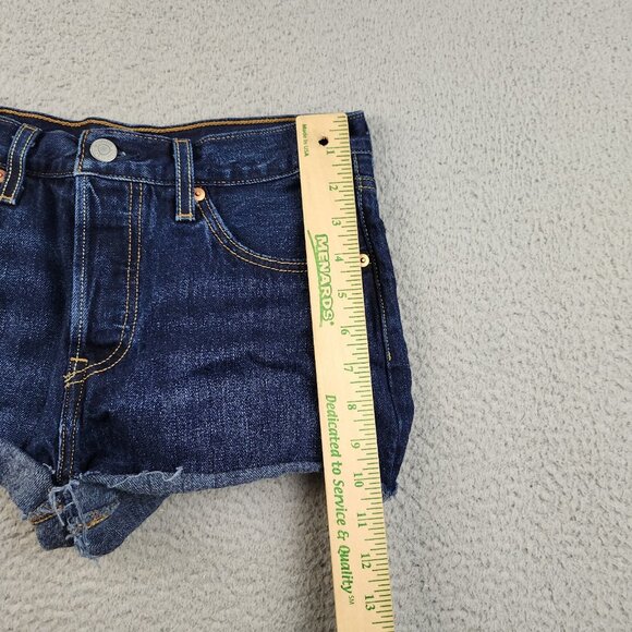 Levi's Shorts Womens 27 Blue Jeans 501 Dark Denim Cut Off High Waist Button Fly - Picture 6 of 11